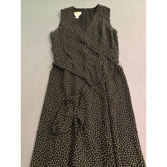 Talbots Pure Silk Black & White Polka Dot Sleeveless Wrap Dress Size 4 - Picture 4 of 5